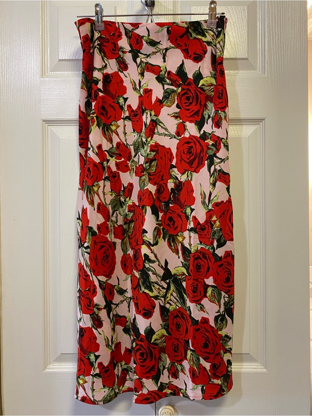 SHEIN Floral Red Rose Print Maxi Skirt - Women